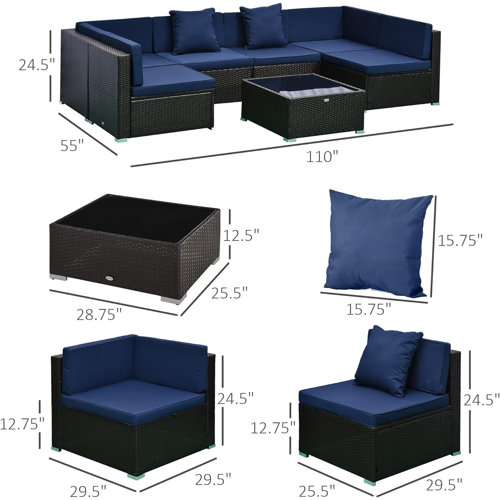 Sol 72 Outdoor™ Merton 7Piece Patio Furniture Sets Outdoor Rattan